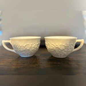 Orange Blossom - Indiana Glass Vintage Milk Glass Tea Cups